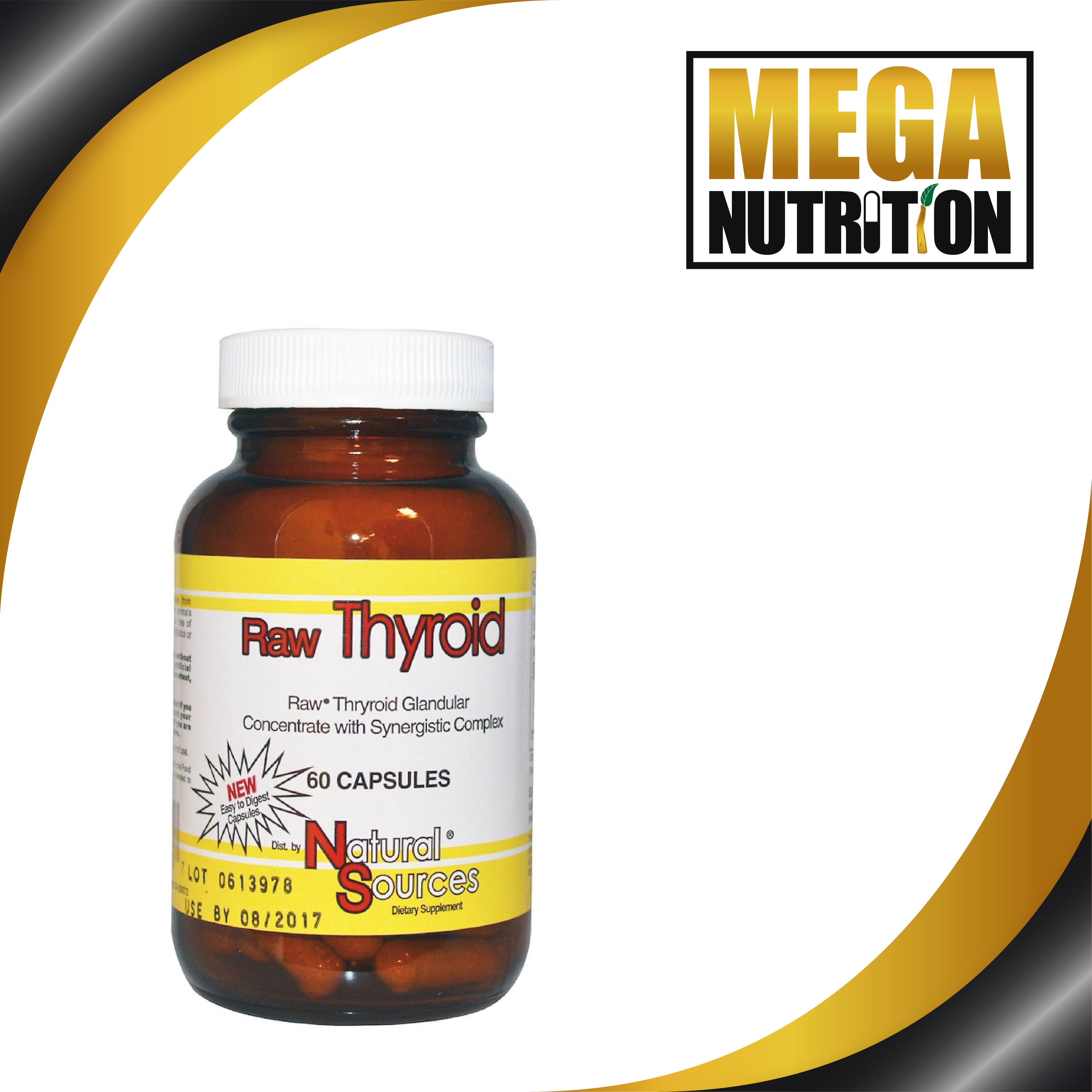 Natural Sources Raw Thyroid 60 Capsules Supplement Glandular